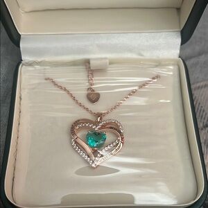 Elegant Heart Pendant Necklace with Blue Stone